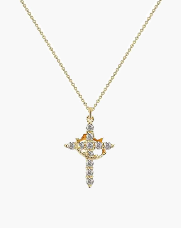 Gemstone Cross Pendant Necklace